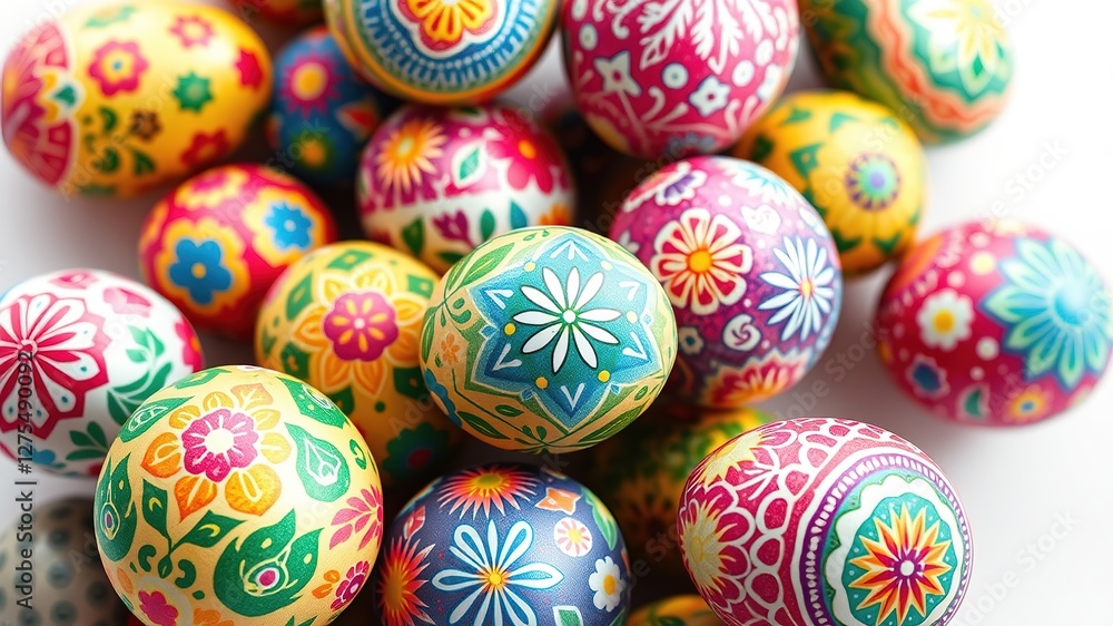 Stacked Easter Eggs, Festive, Photorealistic Stacked Easter Eggs, Festive, Photorealistic