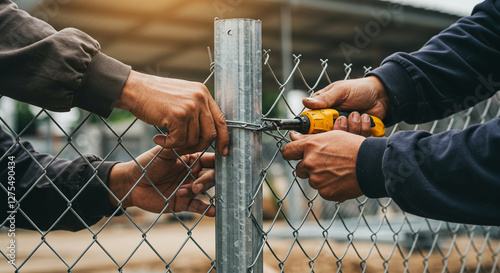 Galvanized Strength: Skilled Hands Crafting a Durable Cyclone Fence