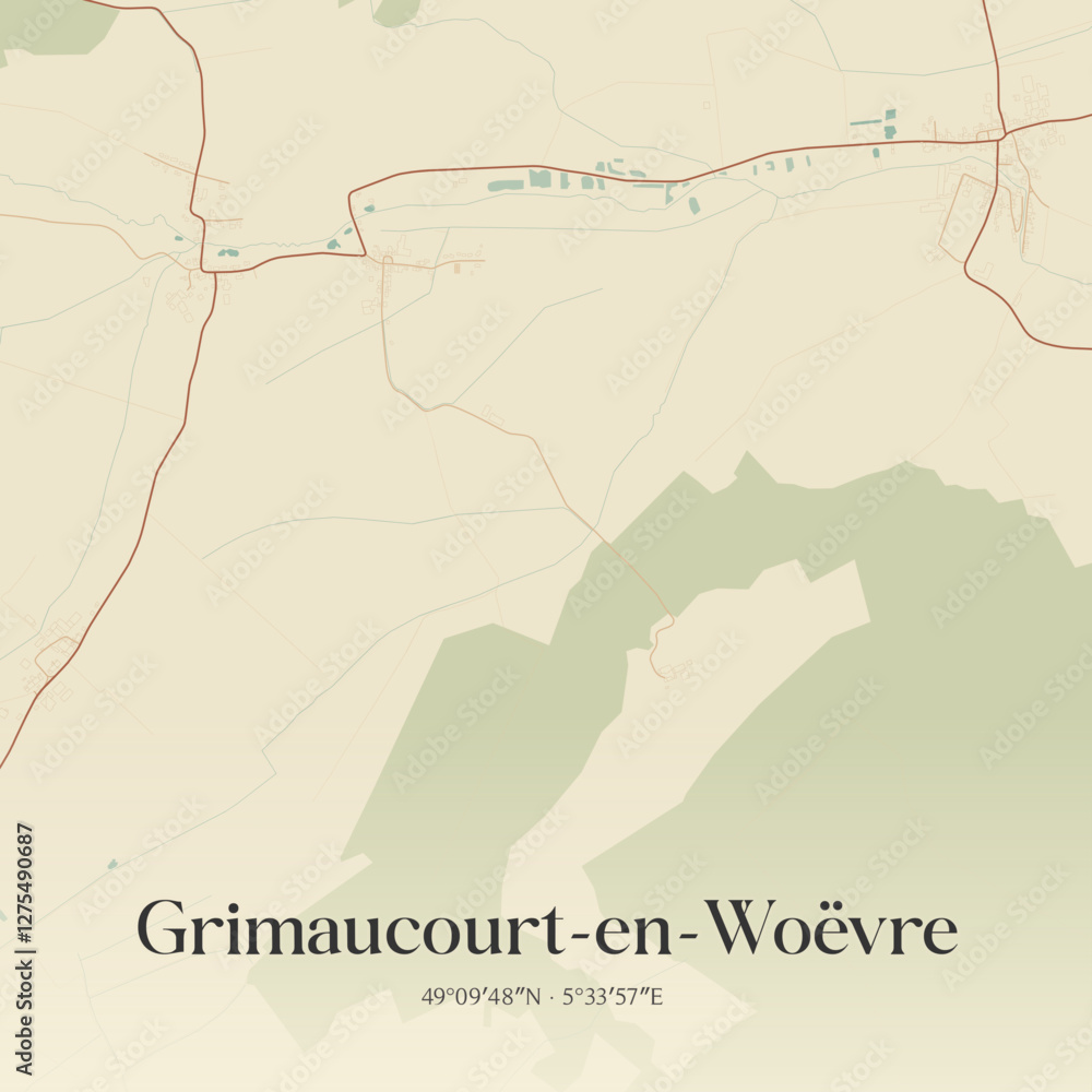 Obraz premium Vintage map of Grimaucourt-en-Woëvre, France.