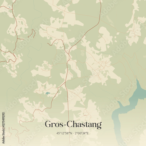 Vintage map of Gros-Chastang, France.