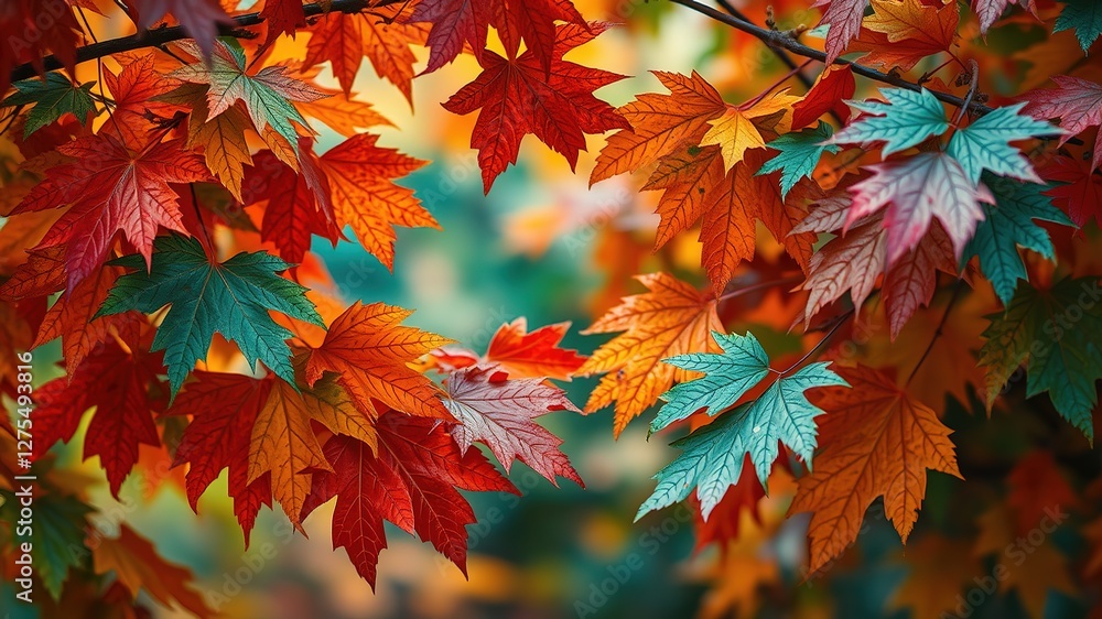 Watercolor Oak Leaves Autumn Gradient Nature Photography | Seasonal Change