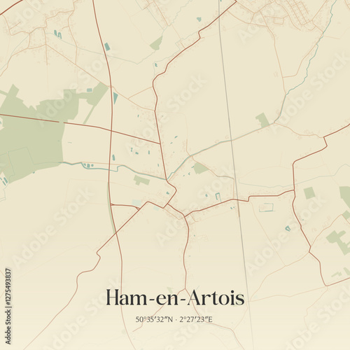Vintage map of Ham-en-Artois, France.