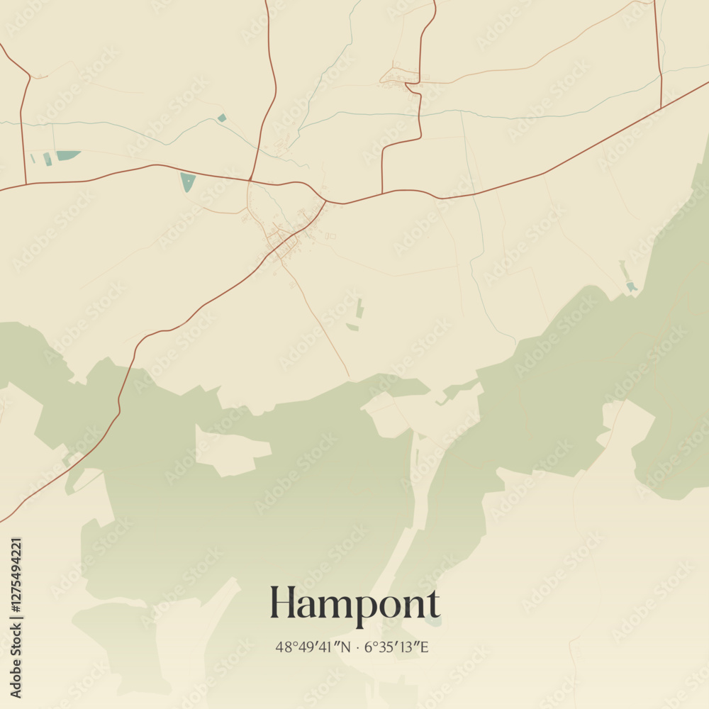 Obraz premium Vintage map of Hampont, France.