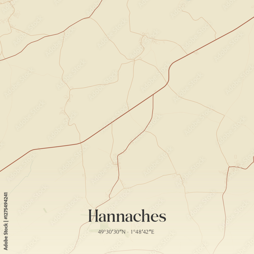 Obraz premium Vintage map of Hannaches, France.