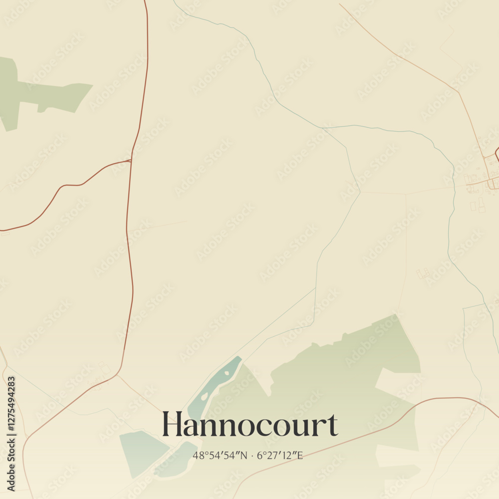 Obraz premium Vintage map of Hannocourt, France.