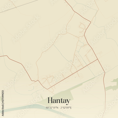 Vintage map of Hantay, France.