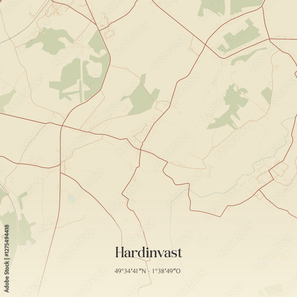 Obraz premium Vintage map of Hardinvast, France.