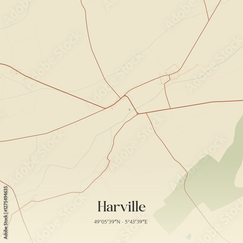 Vintage map of Harville, France.