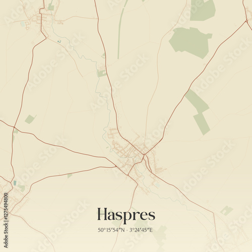 Vintage map of Haspres, France.