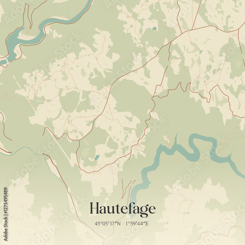 Vintage map of Hautefage, France.