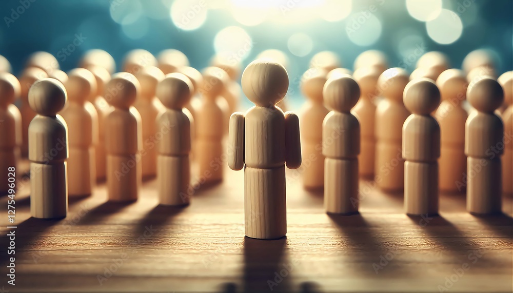 Leadership and Teamwork Concept – Wooden Figures Representing Business Strategy and Management. Leadership and Teamwork Concept – Wooden Figures Representing Business Strategy and Management.