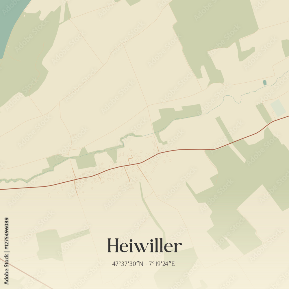 Obraz premium Vintage map of Heiwiller, France.