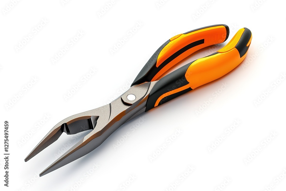 Gripping Power: Close-up of Professional-Grade Pliers with Vibrant Orange and Black Handles, Ideal for DIY Projects, Repairs, and Precision Work. A High-Quality Image Perfect for Industrial, Gripping Power: Close-up of Professional-Grade Pliers with Vibrant Orange and Black Handles, Ideal for DIY Projects, Repairs, and Precision Work. A High-Quality Image Perfect for Industrial,