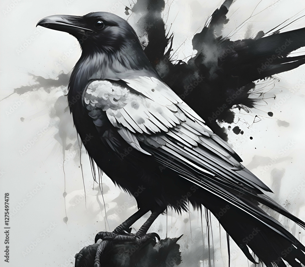 Fototapeta premium raven on a branch