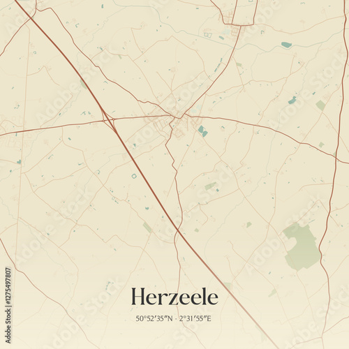 Vintage map of Herzeele, France.