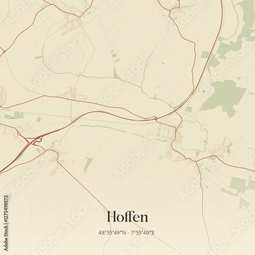 Vintage map of Hoffen, France.
