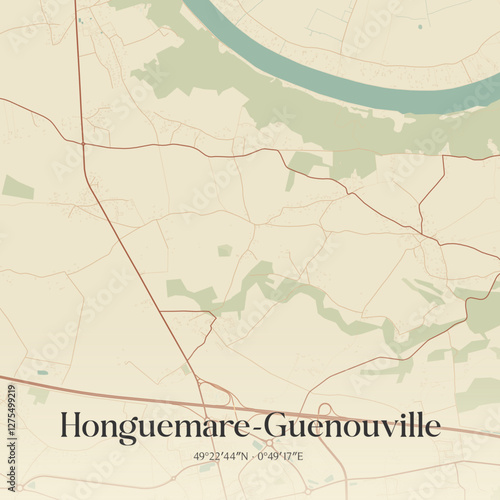 Vintage map of Honguemare-Guenouville, France.