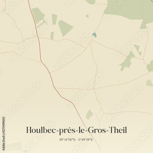 Vintage map of Houlbec-près-le-Gros-Theil, France.