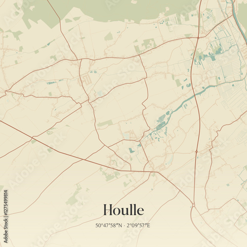 Vintage map of Houlle, France.