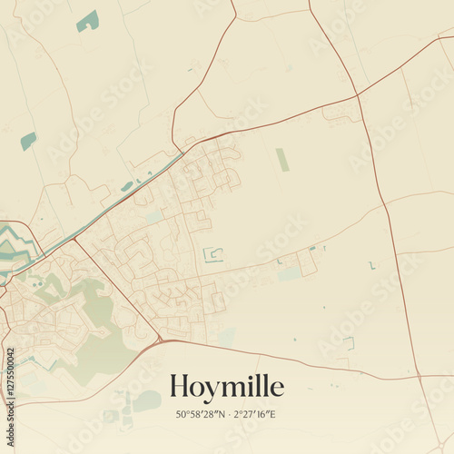 Vintage map of Hoymille, France.