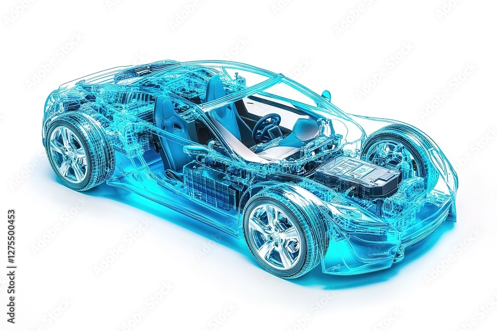 Transparent Blue Car: Unveiling Automotive Engineering Design. A futuristic concept showcasing inner workings and mechanical components. Perfect for automotive illustration, engineering presentations, Transparent Blue Car: Unveiling Automotive Engineering Design. A futuristic concept showcasing inner workings and mechanical components. Perfect for automotive illustration, engineering presentations,