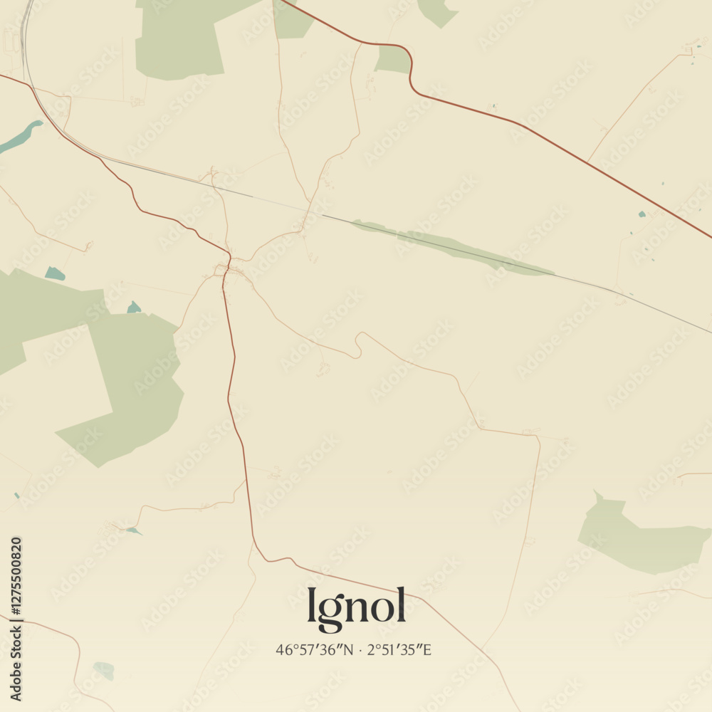 Obraz premium Vintage map of Ignol, France.