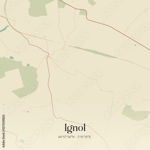Vintage map of Ignol, France.