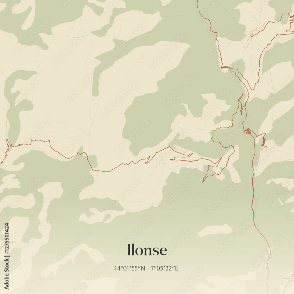 Obraz premium Vintage map of Ilonse, France.