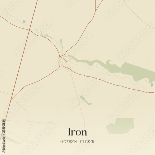 Vintage map of Iron, France.