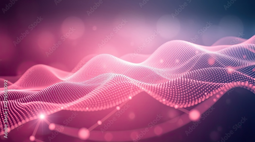 Abstract digital waves in shades of pink and purple, creating a dynamic and modern visual effect with glowing dots and soft bokeh Abstract digital waves in shades of pink and purple, creating a dynamic and modern visual effect with glowing dots and soft bokeh