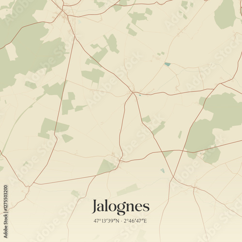 Vintage map of Jalognes, France.