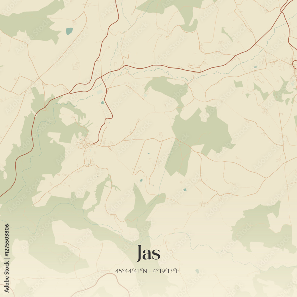Obraz premium Vintage map of Jas, France.