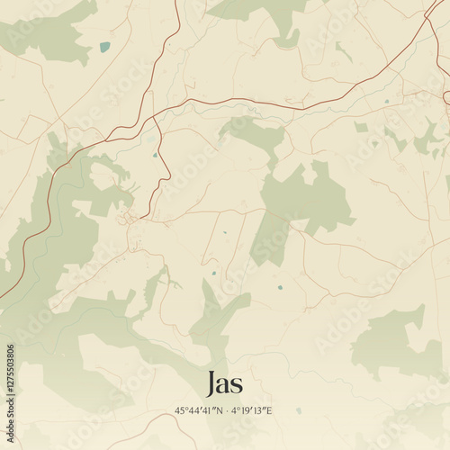 Vintage map of Jas, France.