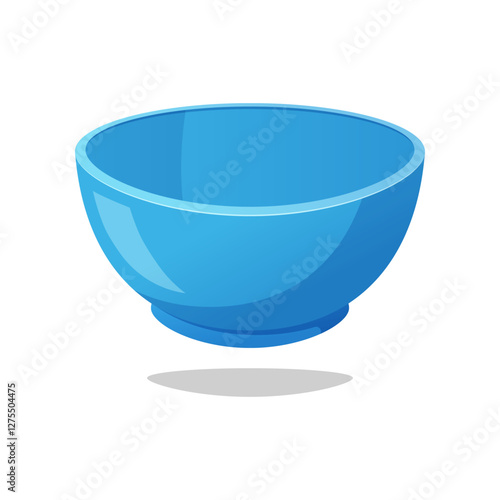 Blue bowl vector isolated on white background.