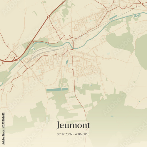 Vintage map of Jeumont, France.