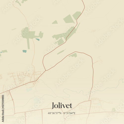 Vintage map of Jolivet, France.