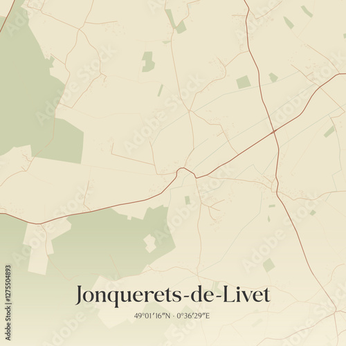 Vintage map of Jonquerets-de-Livet, France.