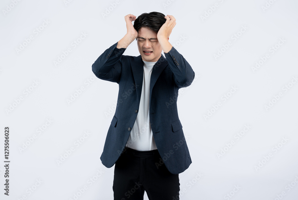 Portrait of young Asian business man posing on white background Portrait of young Asian business man posing on white background