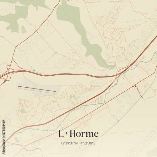 Vintage map of L'Horme, France.