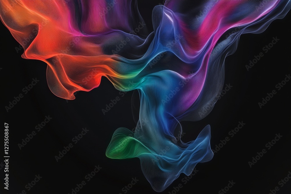A vibrant swirl of colorful, flowing waves against a dark background, creating a dynamic, abstract visual effect. A vibrant swirl of colorful, flowing waves against a dark background, creating a dynamic, abstract visual effect.