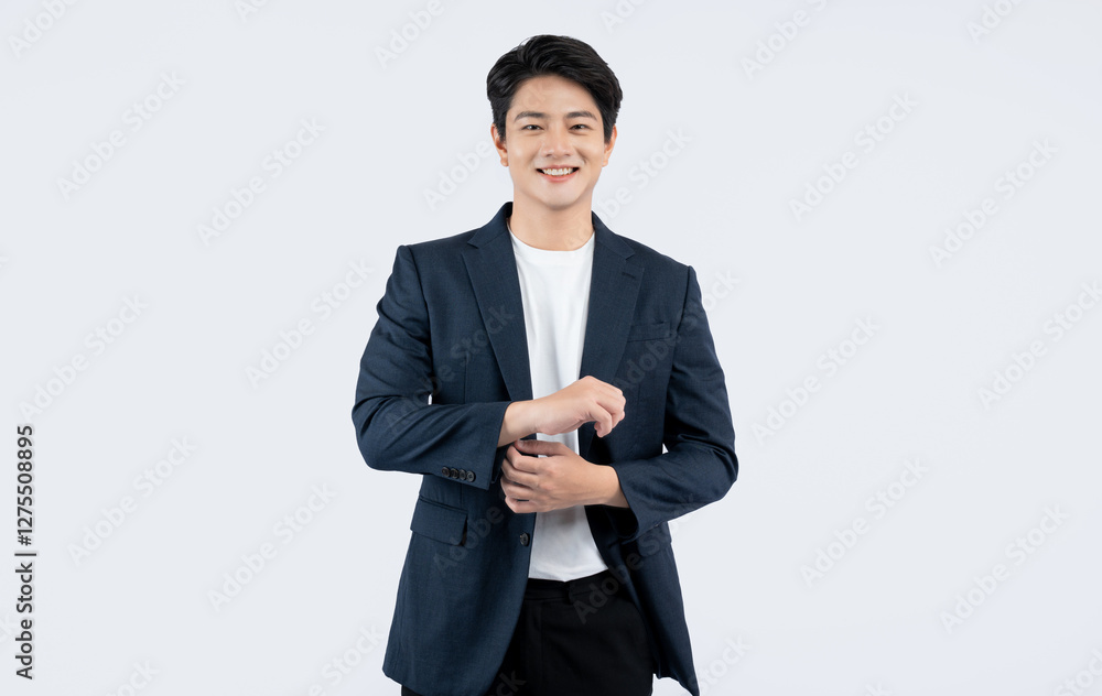 Portrait of young Asian business man posing on white background Portrait of young Asian business man posing on white background