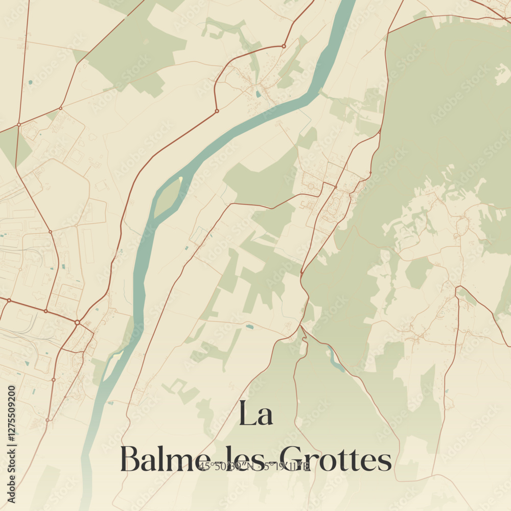 Fototapeta premium Vintage map of La Balme-les-Grottes, France.