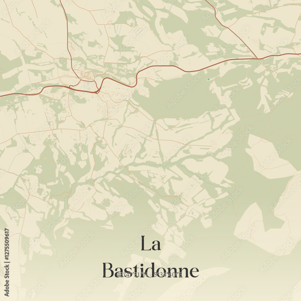 Fototapeta premium Vintage map of La Bastidonne, France.