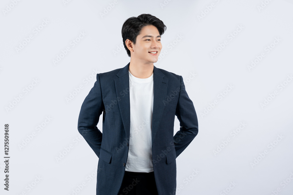 Portrait of young Asian business man posing on white background Portrait of young Asian business man posing on white background