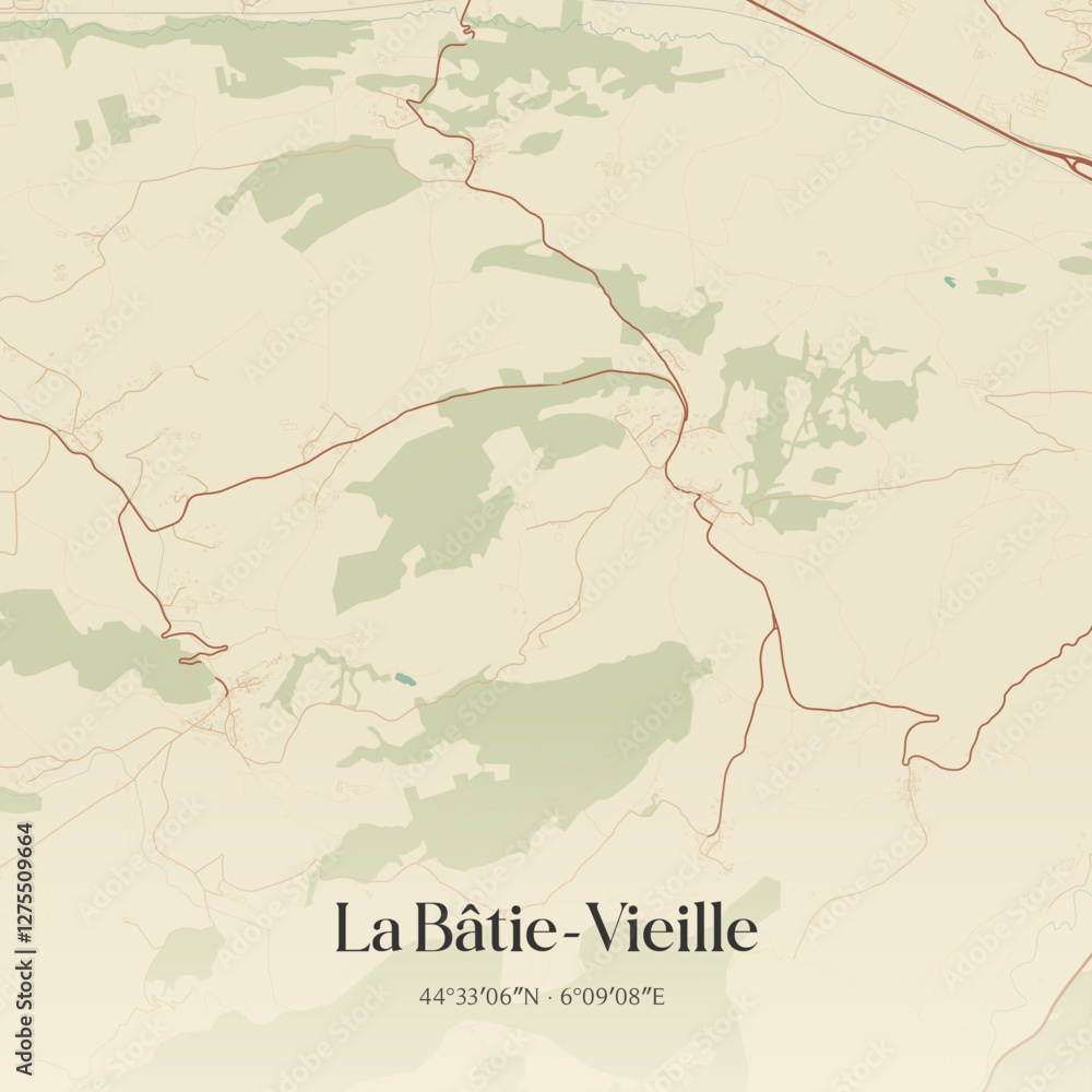 Fototapeta premium Vintage map of La Bâtie-Vieille, France.