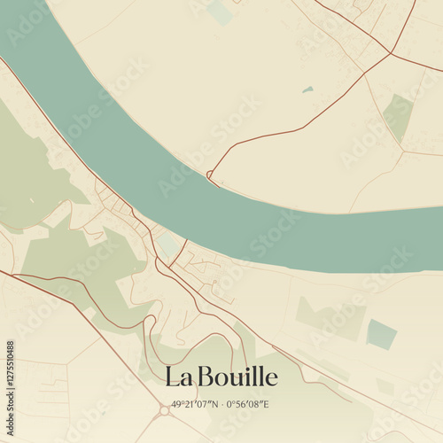 Vintage map of La Bouille, France.