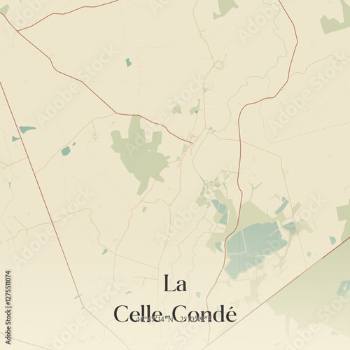 Vintage map of La Celle-Condé, France.