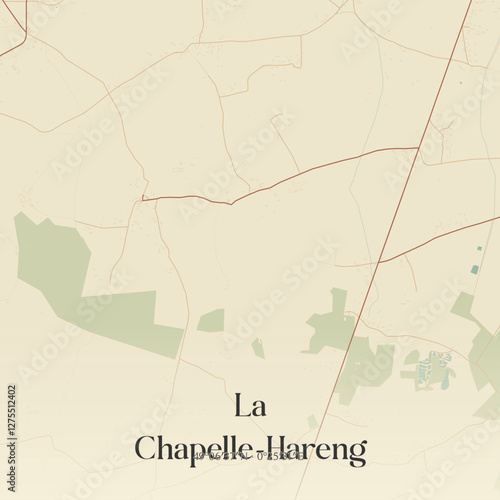 Vintage map of La Chapelle-Hareng, France.