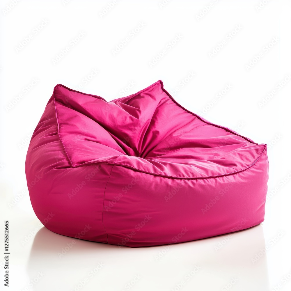 Hot pink oversized bean bag sofa with ergonomic shaping isolated on white Hot pink oversized bean bag sofa with ergonomic shaping isolated on white
