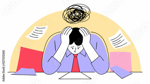 Overthinking & Anxiety – Stress, Self-Doubt, and Mental Exhaustion Concept